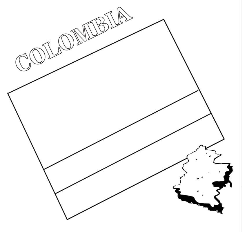 Colombia flag and map fãrbung seite