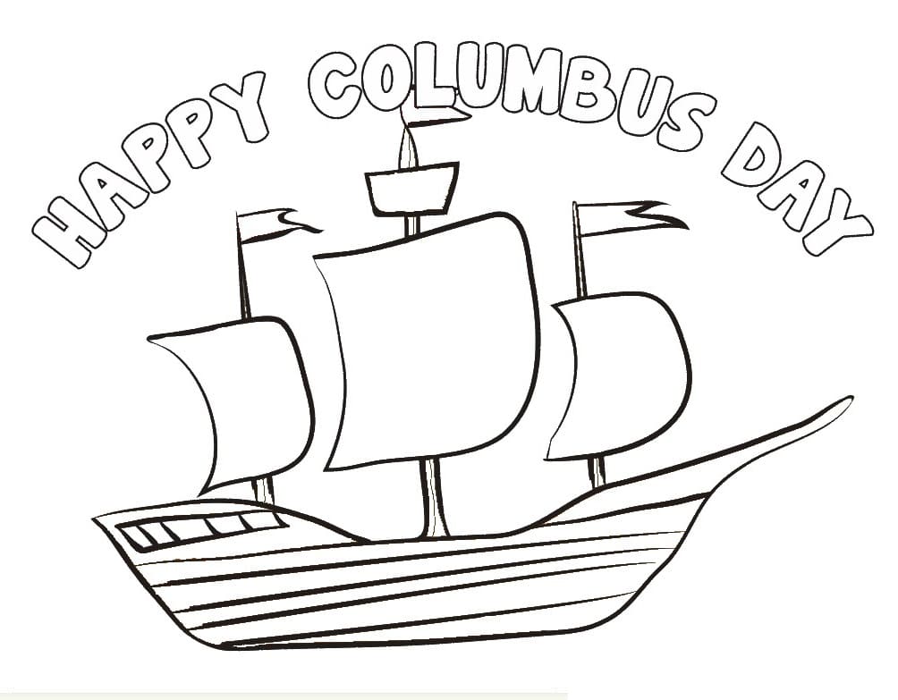 Happy columbus day coloring page