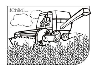 Bine harvester colouring in picture