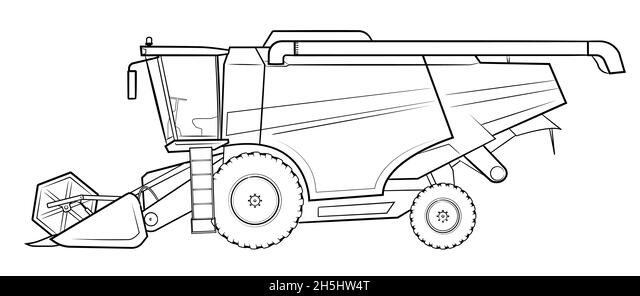 Bine harvester coloring page stock vector image art