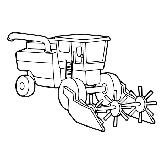 Premium vector a cute and funny coloring page of a bined harvester vehicle provides hours of coloring fun for children to color this page is very easy suitable for little kids