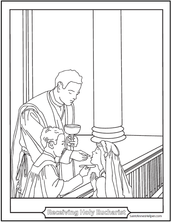 Holy eucharist coloring page âïâï priest giving munion