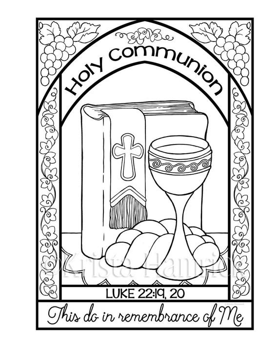 Holy munion coloring page in two sizes x bible journaling tip