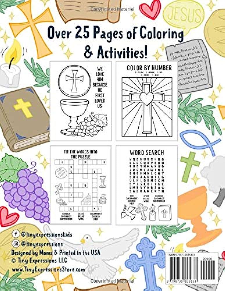 My first munion coloring activity book first holy munion coloring word search maze journal and more llc tiny expressions books