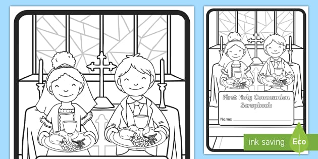 My first holy communion scrapbook cover colouring page