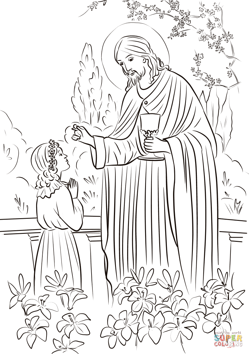 Girls first munion coloring page free printable coloring pages