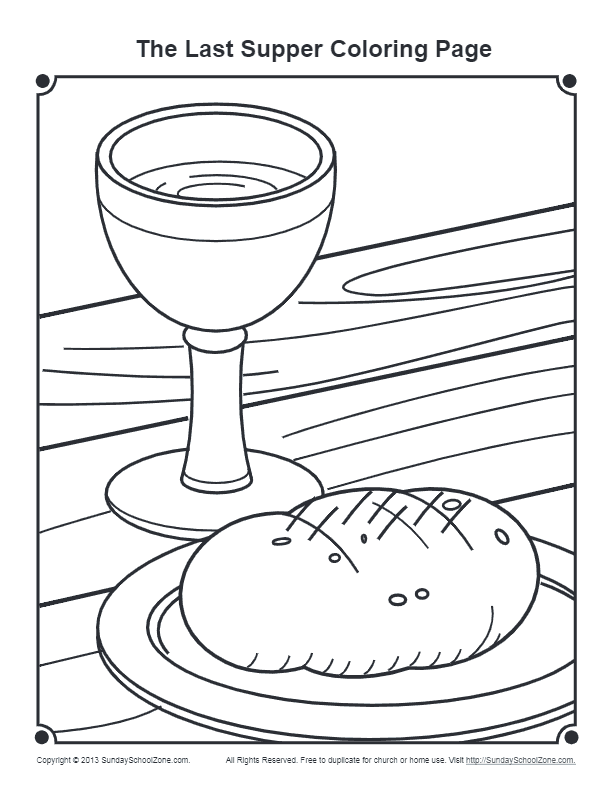 Last supper coloring page for maundy thursday on sunday school zone