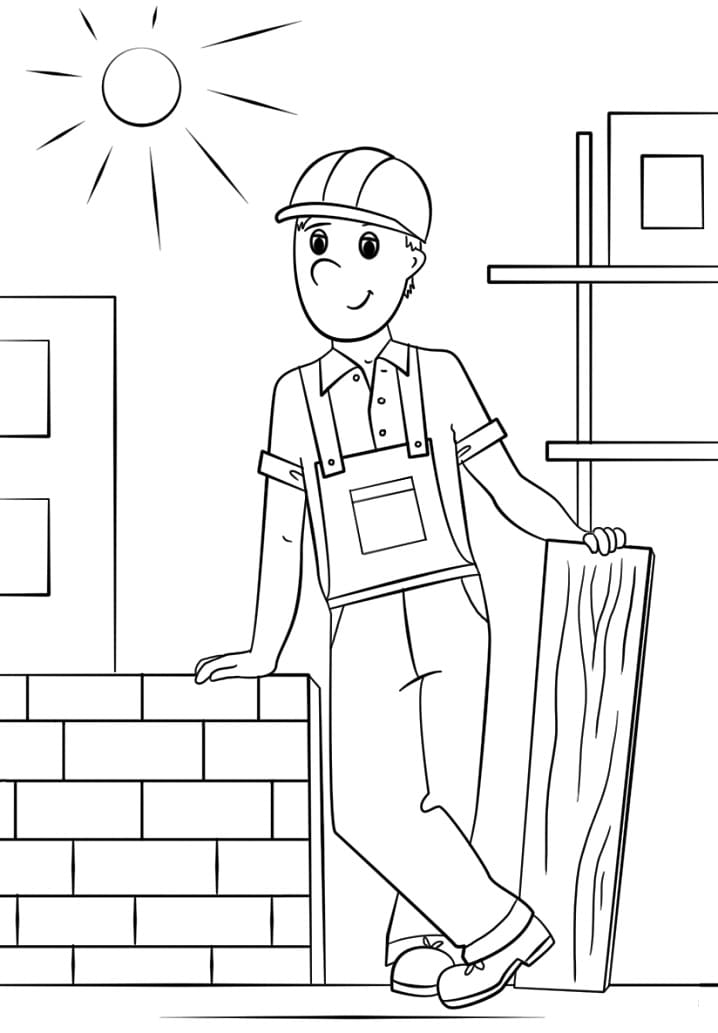 Munity helper construction worker coloring page