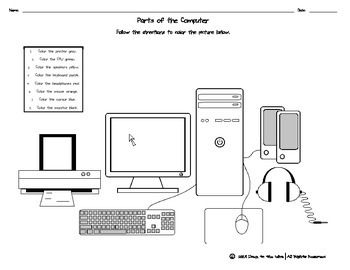 I use this worksheet in my puter lab to help my younger students remember what to call â kindergarten worksheets kindergarten technology classroom technology