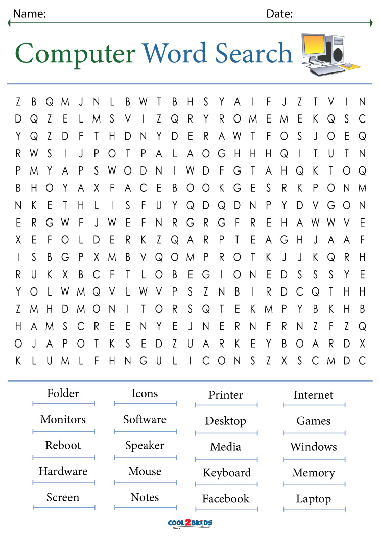 Printable puter word search