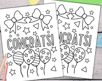 Congratulations cards to color congratulations coloring greeting cards congrats kids coloring pages pdf digital download