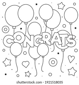 Congrats coloring page black white vector stock vector royalty free