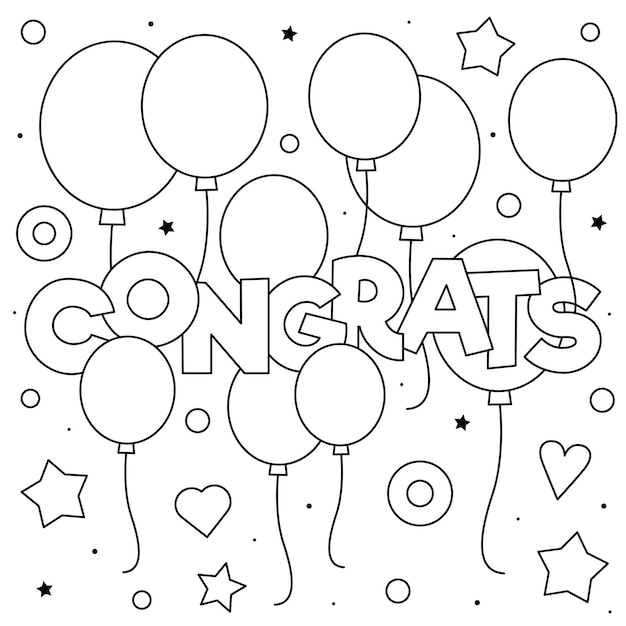 Premium vector congrats coloring page black and white