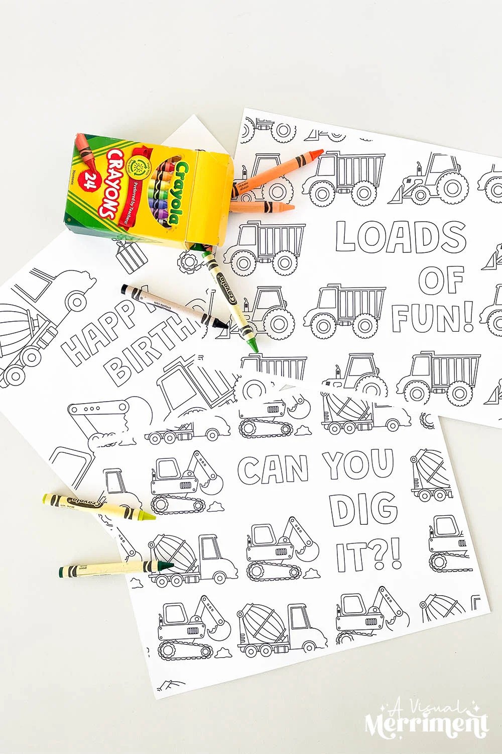 Free printable construction coloring pages for a party a visual merriment kids crafts adult diys parties planning home decor