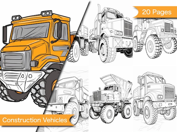 Construction vehicle coloring construction vehicle coloring page digital download printable construction coloring page heavy equipment page