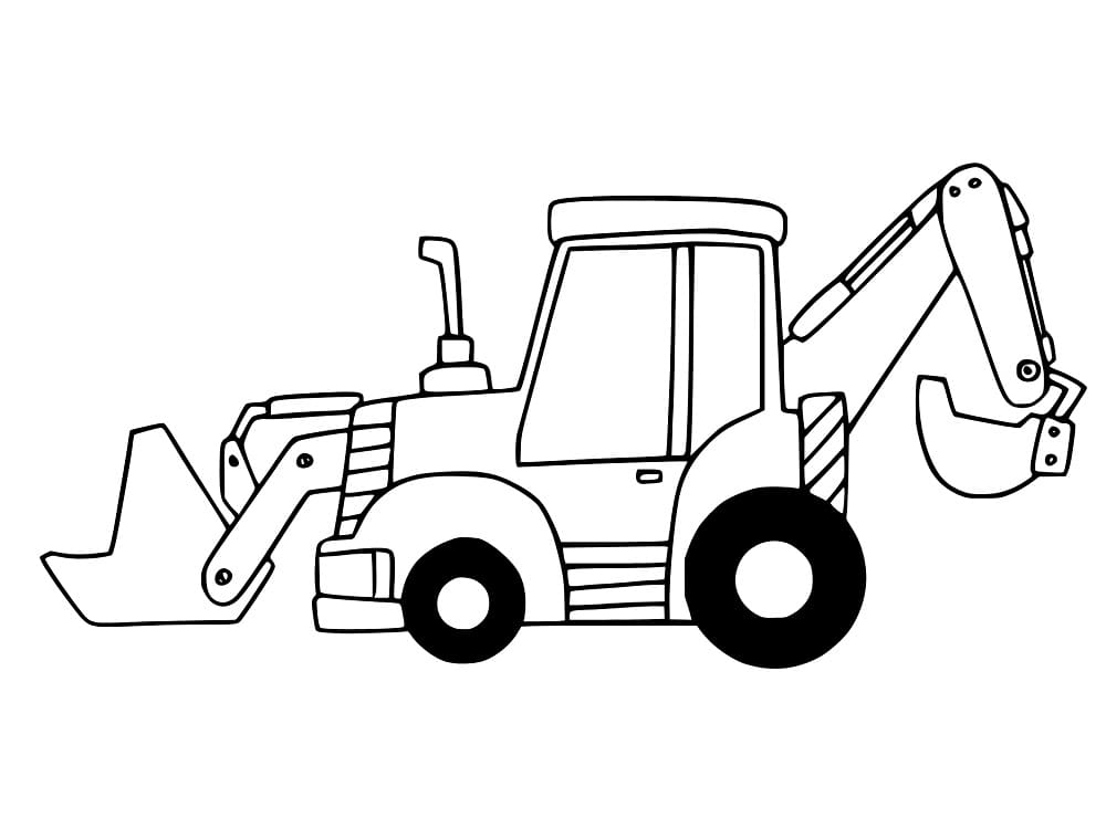 Cute backhoe coloring page