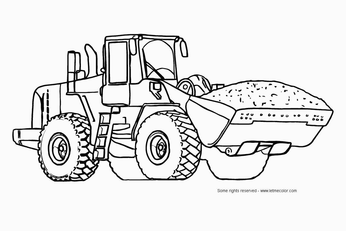 Heavy construction equipment wheel loader coloring page