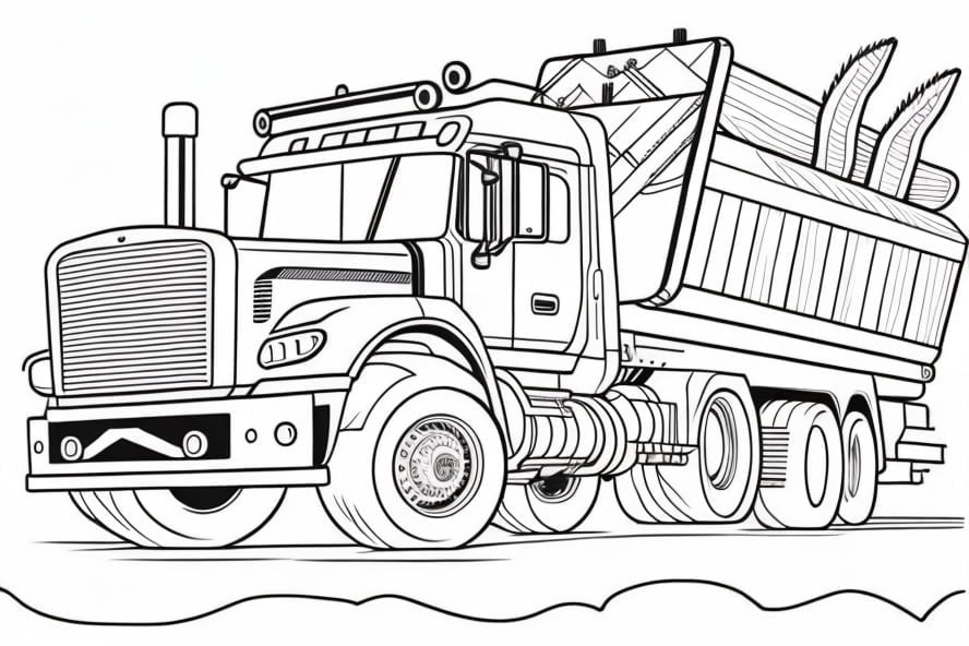Free printable flatbed truck coloring pages
