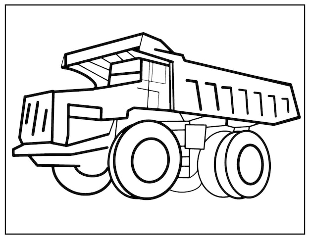 Premium vector coloring page outline of cartoon lorry or dump truck construction vehicles coloring book for kids