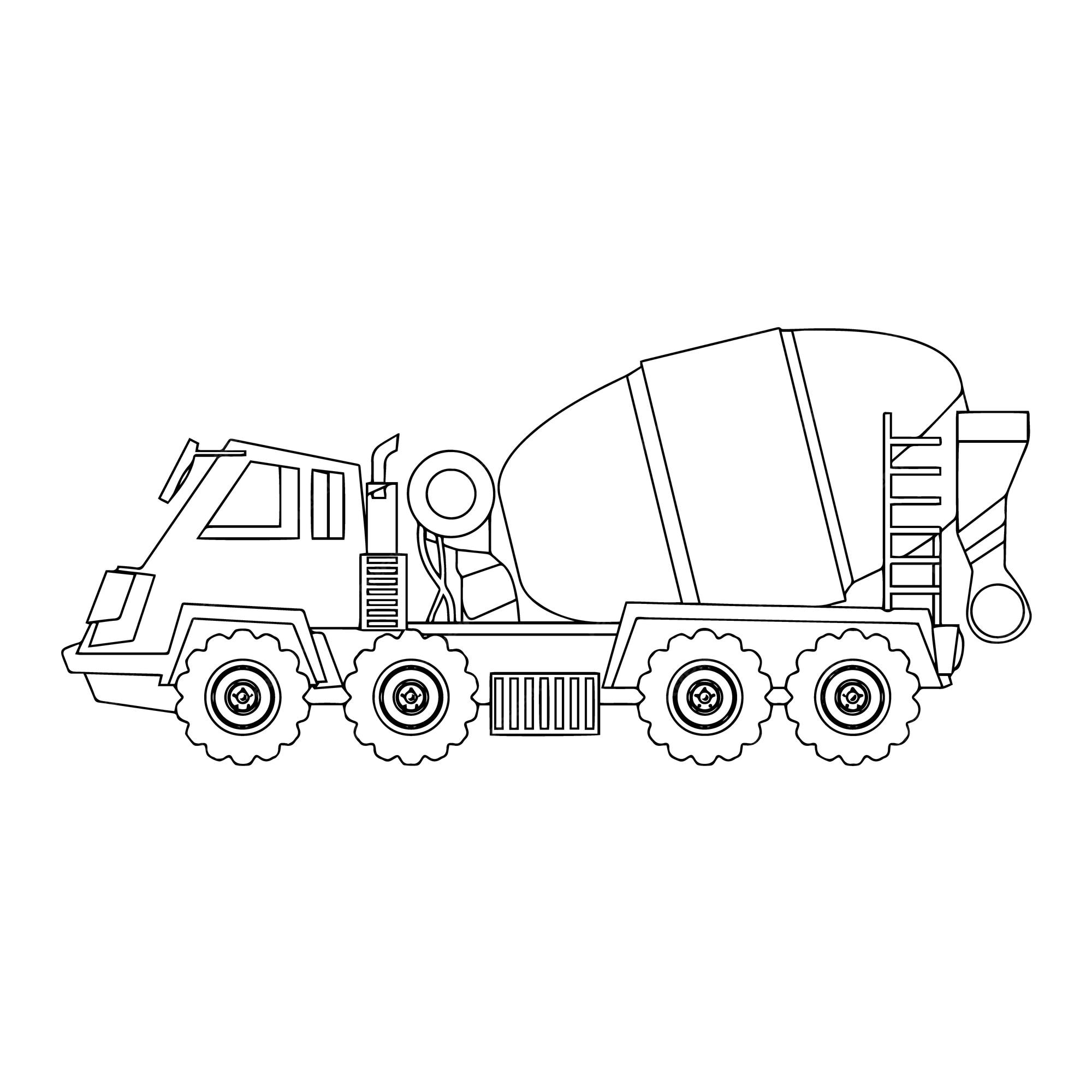 Premium vector coloring page outline of truck construction vehicles coloring book for kids