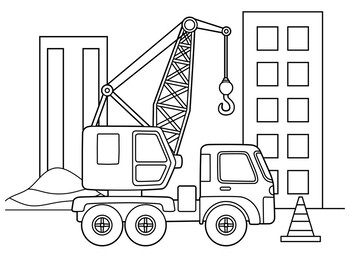 Construction vehicles coloring book pages worksheets preschool kindergarten