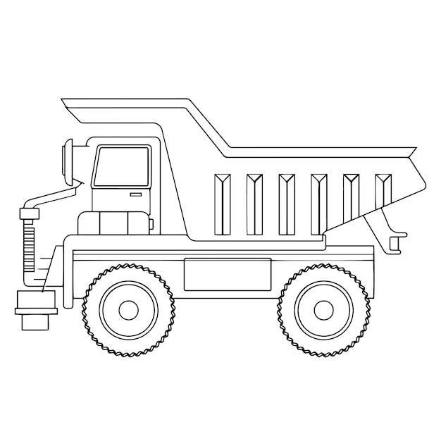 Premium vector coloring page outline of truck construction vehicles coloring book for kids