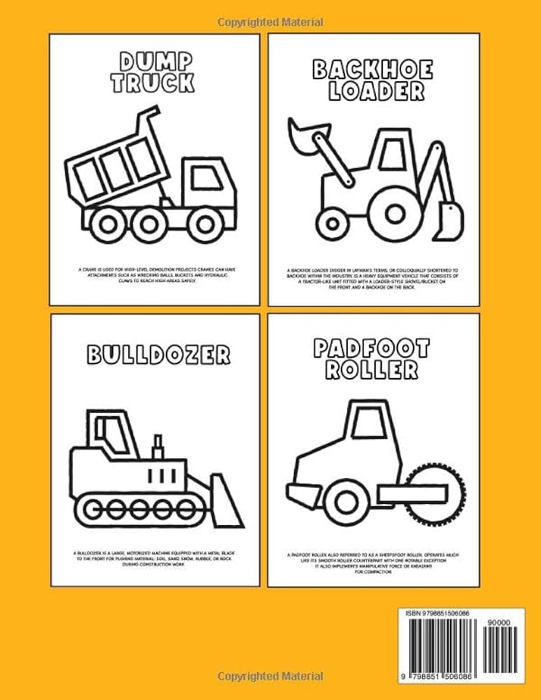 Construction trucks coloring book fun coloring pages for toddler preschool kinrgarten pictures are simple outlined with a heavy black line for ages