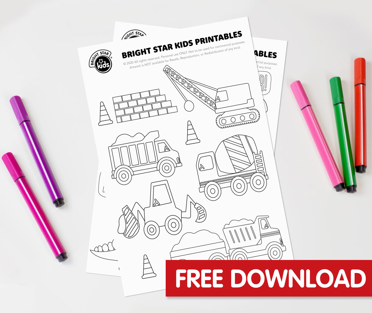 Construction coloring sheet free printable