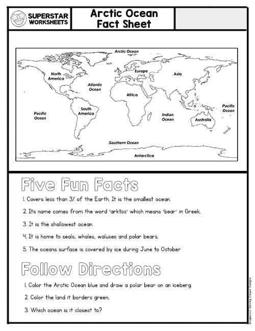 Seven continents oceans worksheets