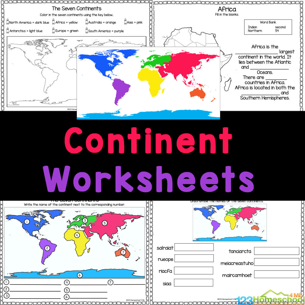 Continent worksheets