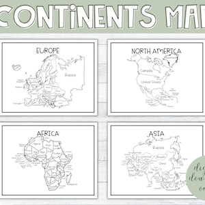 Continents maps and coloring sheets worksheets homeschool worksheets continents printable maps seven continents geography maps