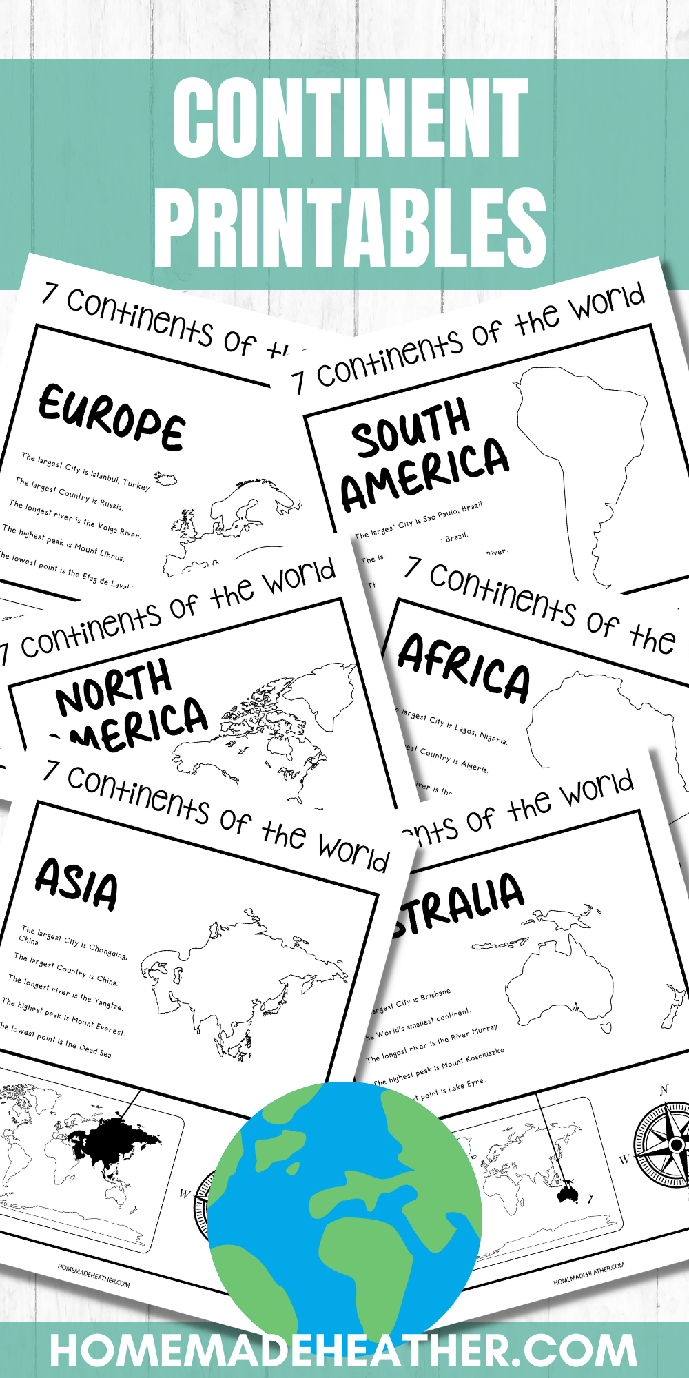 Free seven continents printables homemade heather