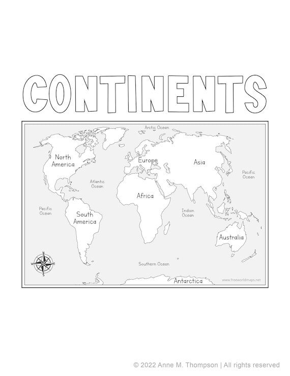 Continents bundle facts and coloring pages worksheets