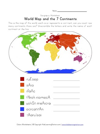 Continents worksheet all kids network