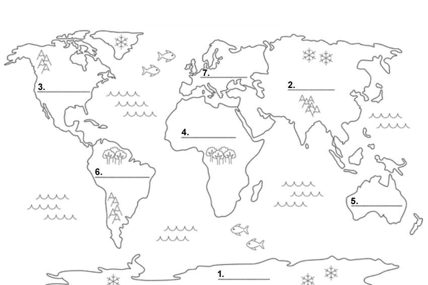 The continents of the world only kids only