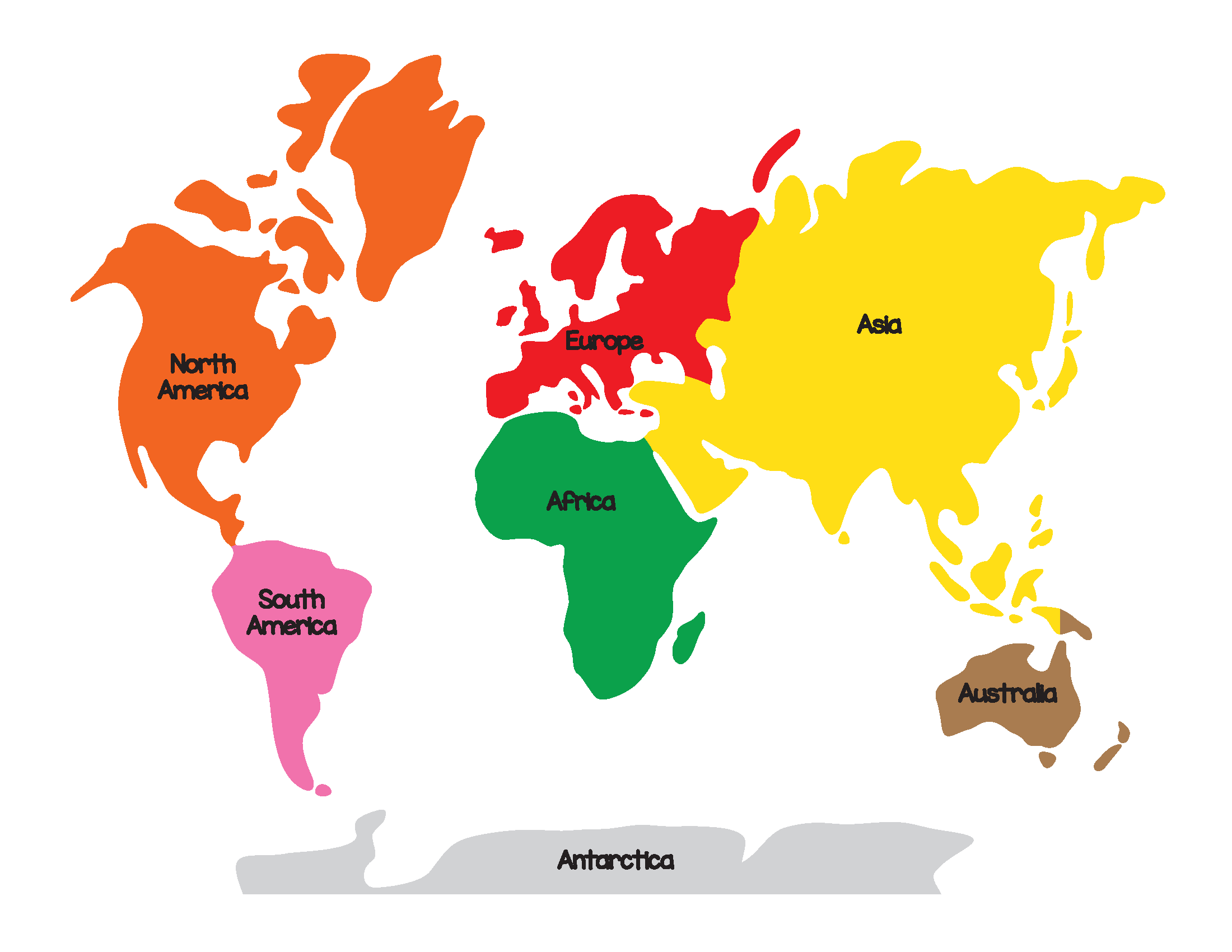 Montessori world map and continents