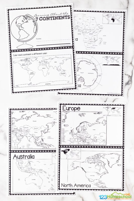 Ð free continents for kids printable worksheet book