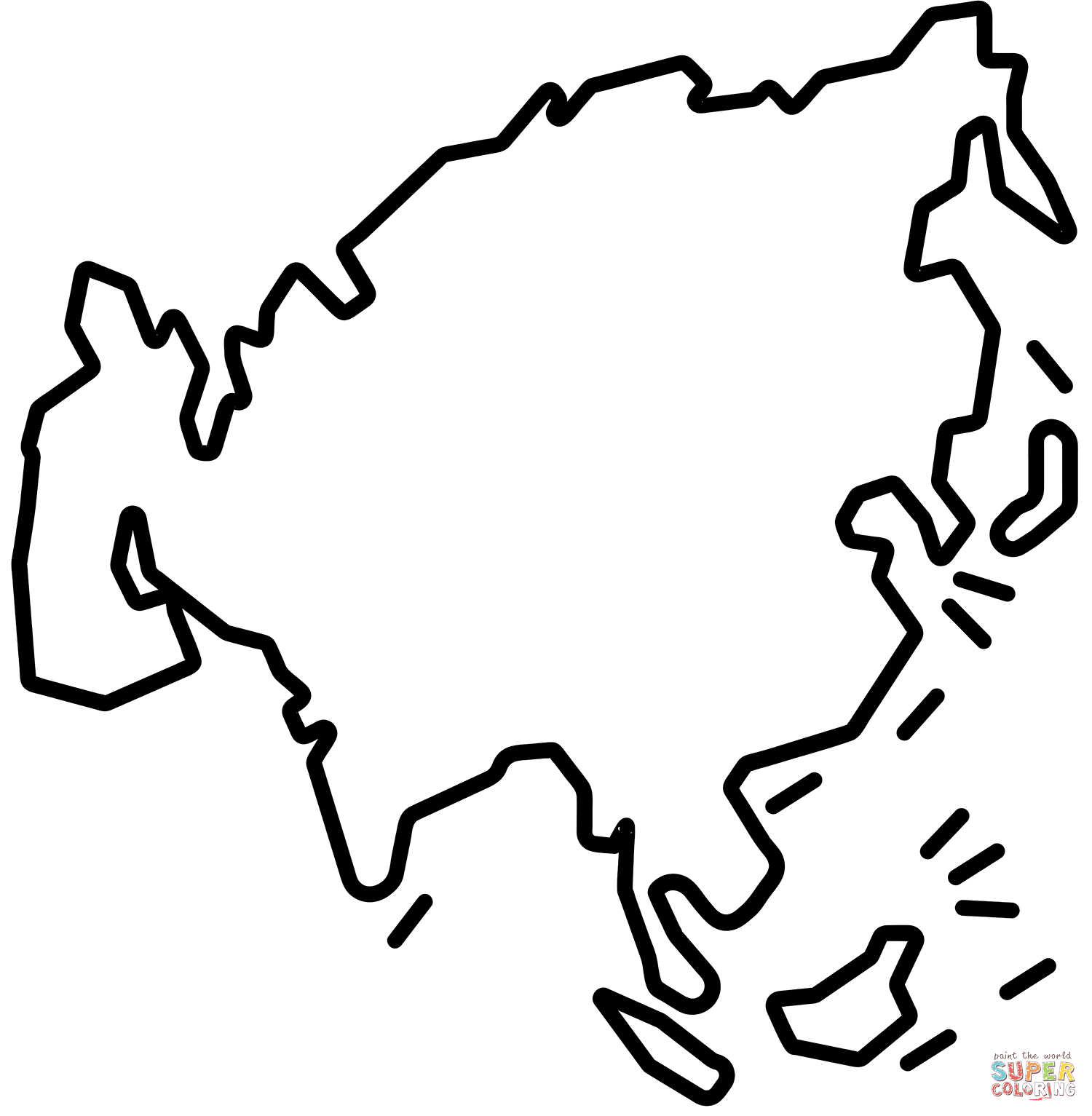 Asia continent map coloring page free printable coloring pages