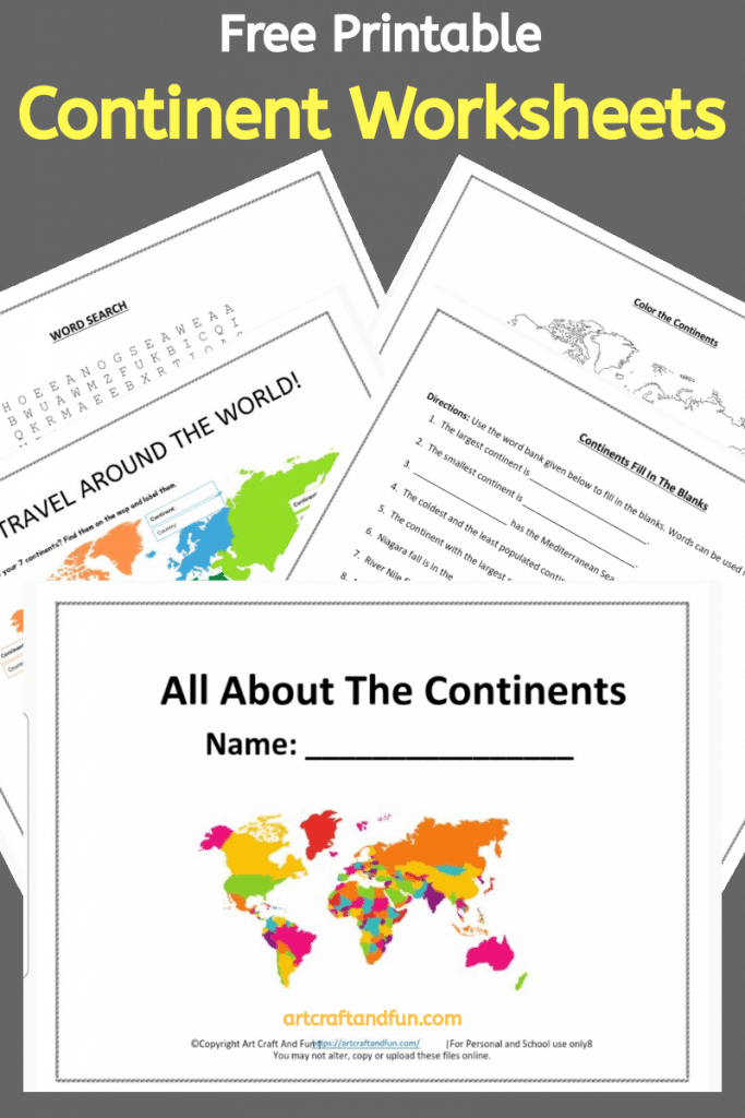 Free printable all about the continents worksheets