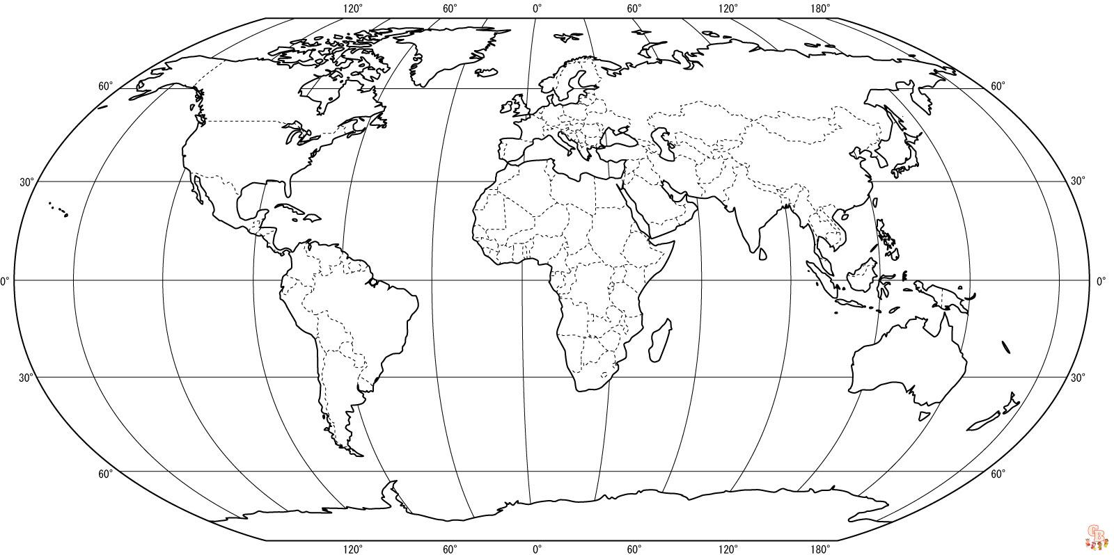 Explore the world with free world map coloring pages