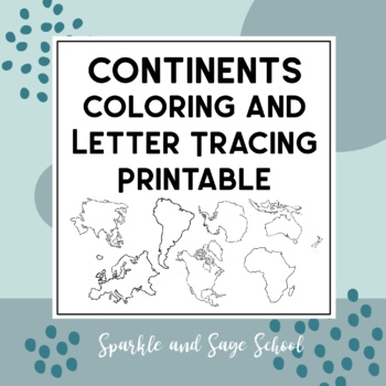 Continents coloring and letter tracing printable pages bundle tpt