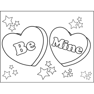 Be mine candy hearts coloring page