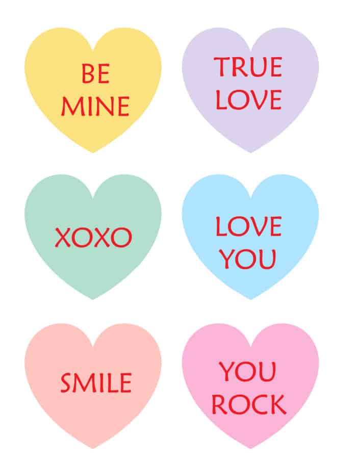 Free printable conversation hearts