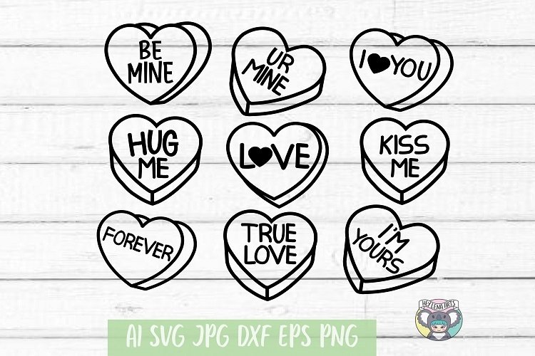 Valentines svg candy hearts svg conversation hearts