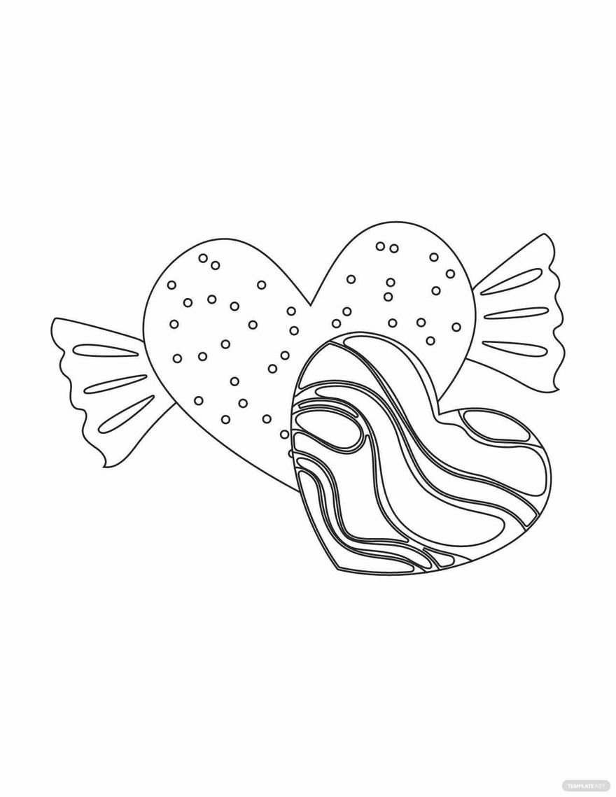 Free candy heart coloring page