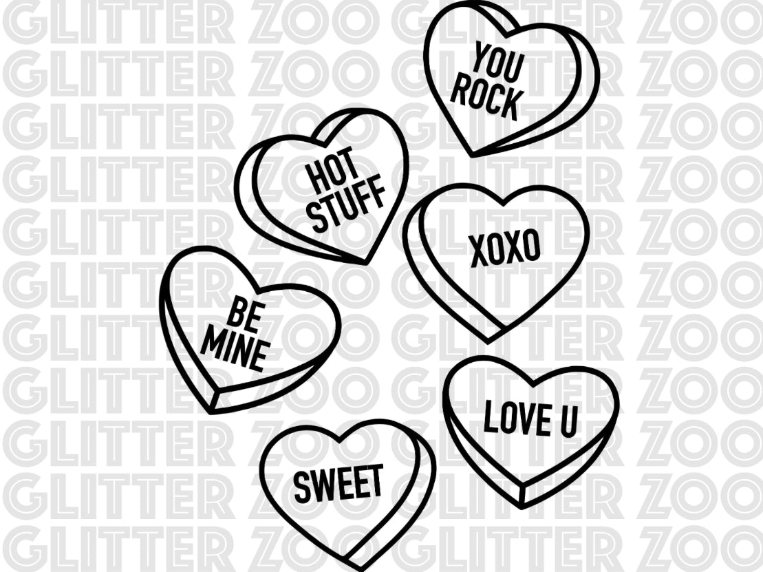 Candy hearts svg â glitter zoo