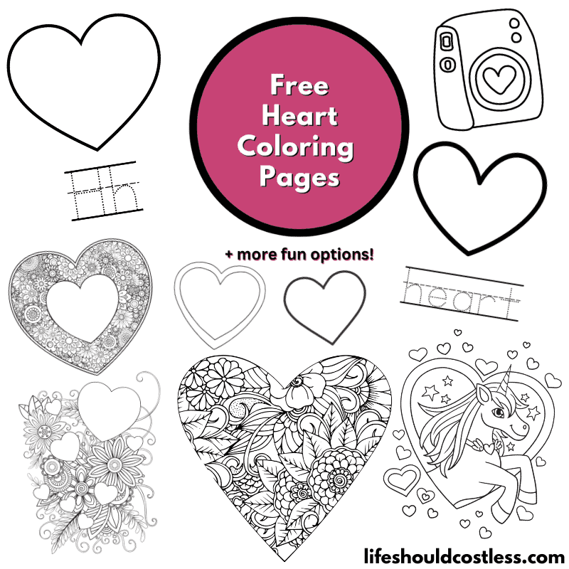 Heart coloring pages free printable pdf templates