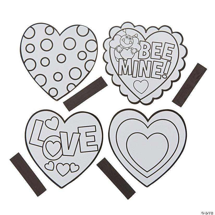 Color your own heart magnets