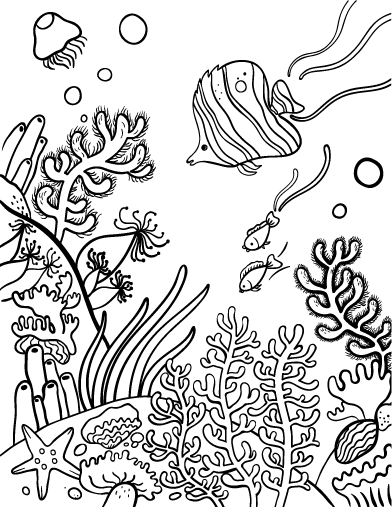 Free coral reef coloring page