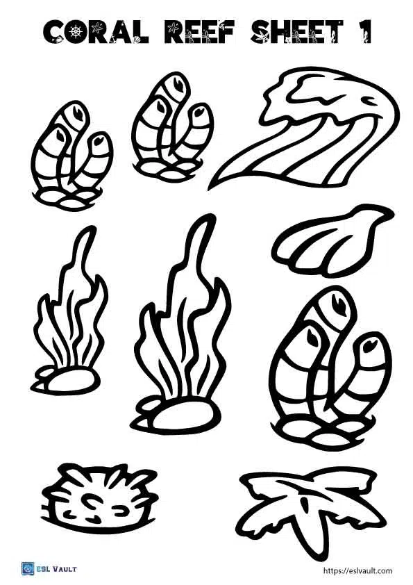 Free printable coral reef cutouts